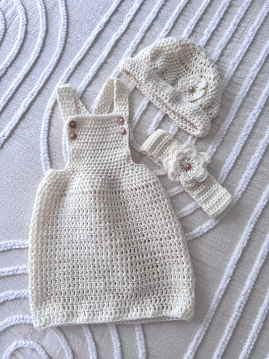 Chloe Crochet Pinafore | 3 piece set