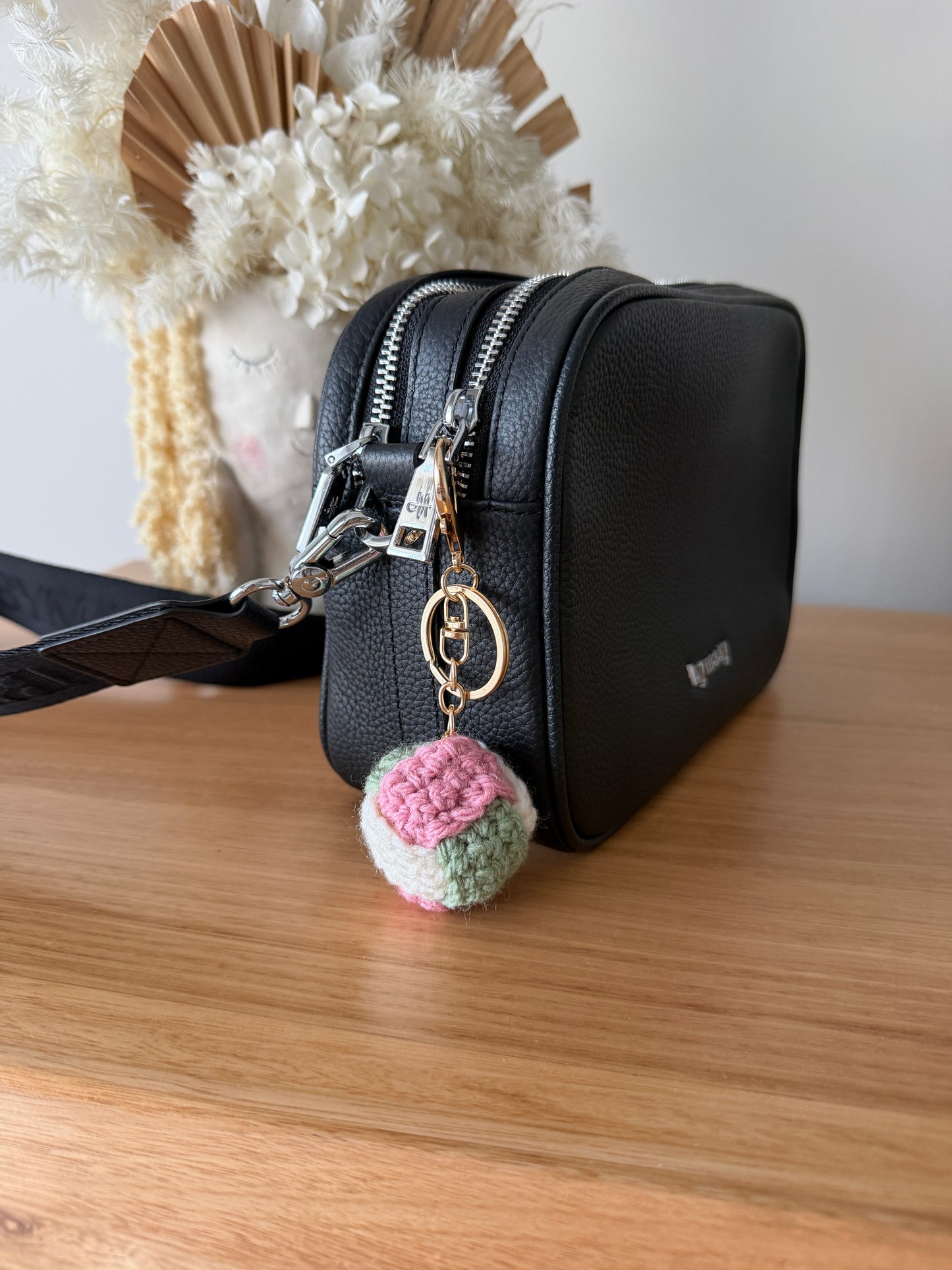 Multi Coloured Crochet Ball Key Chain