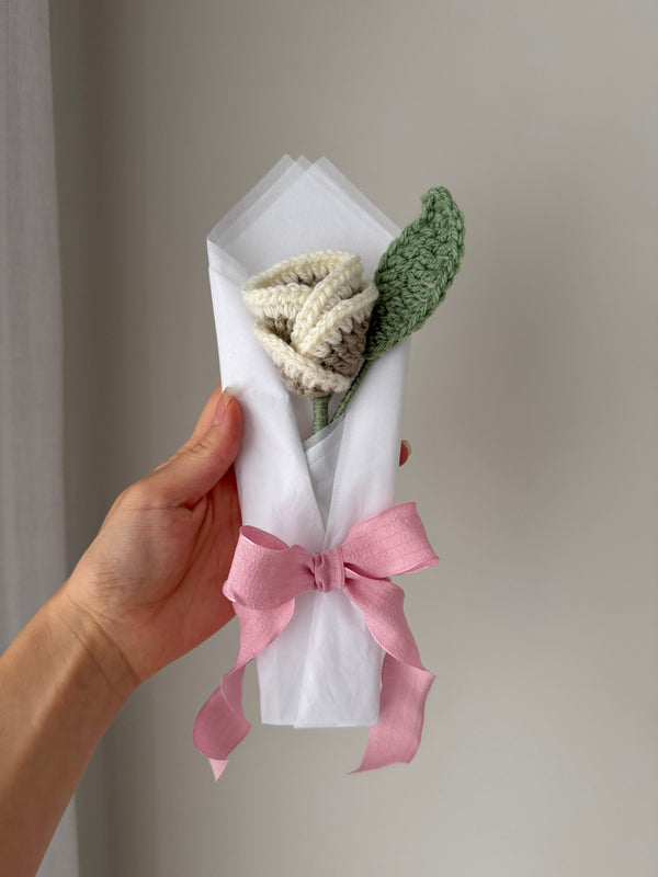 Cream & Beige Single Crochet Rose