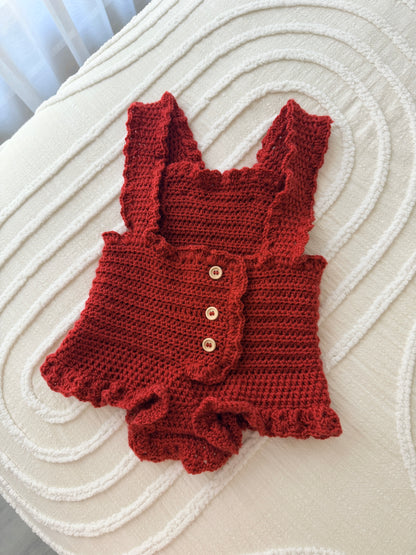 Mia Red Crochet Playsuit