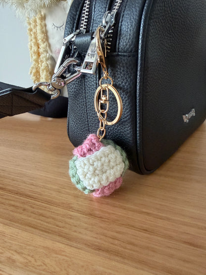 Multi Coloured Crochet Ball Key Chain