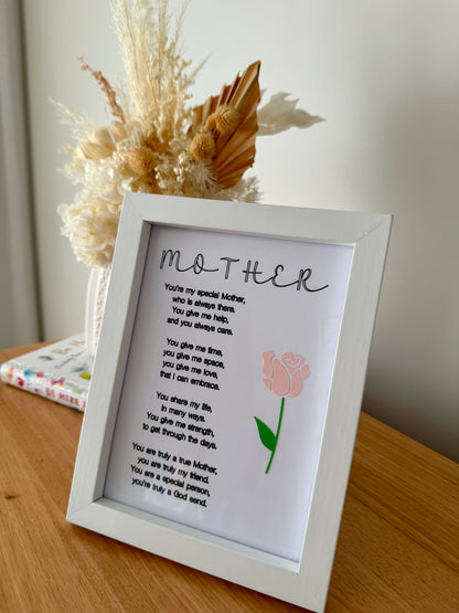 Framed Mother Poem 6x8in