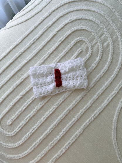 Gorgeous Red & White Crochet Head Wrap
