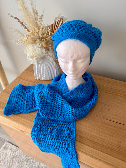Blue Beret & Scarf Set