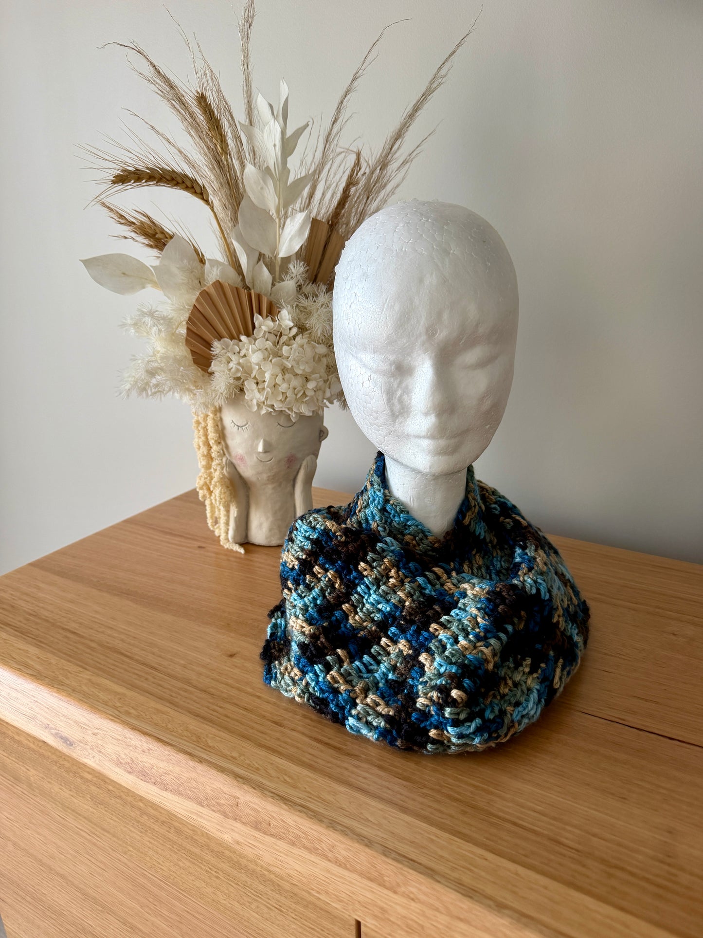 Multi-Colour Crochet Wrap-Around Scarf