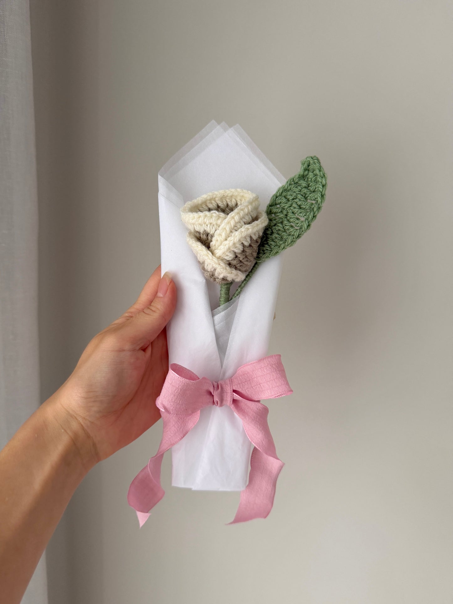 Pink & Cream Single Crochet Rose