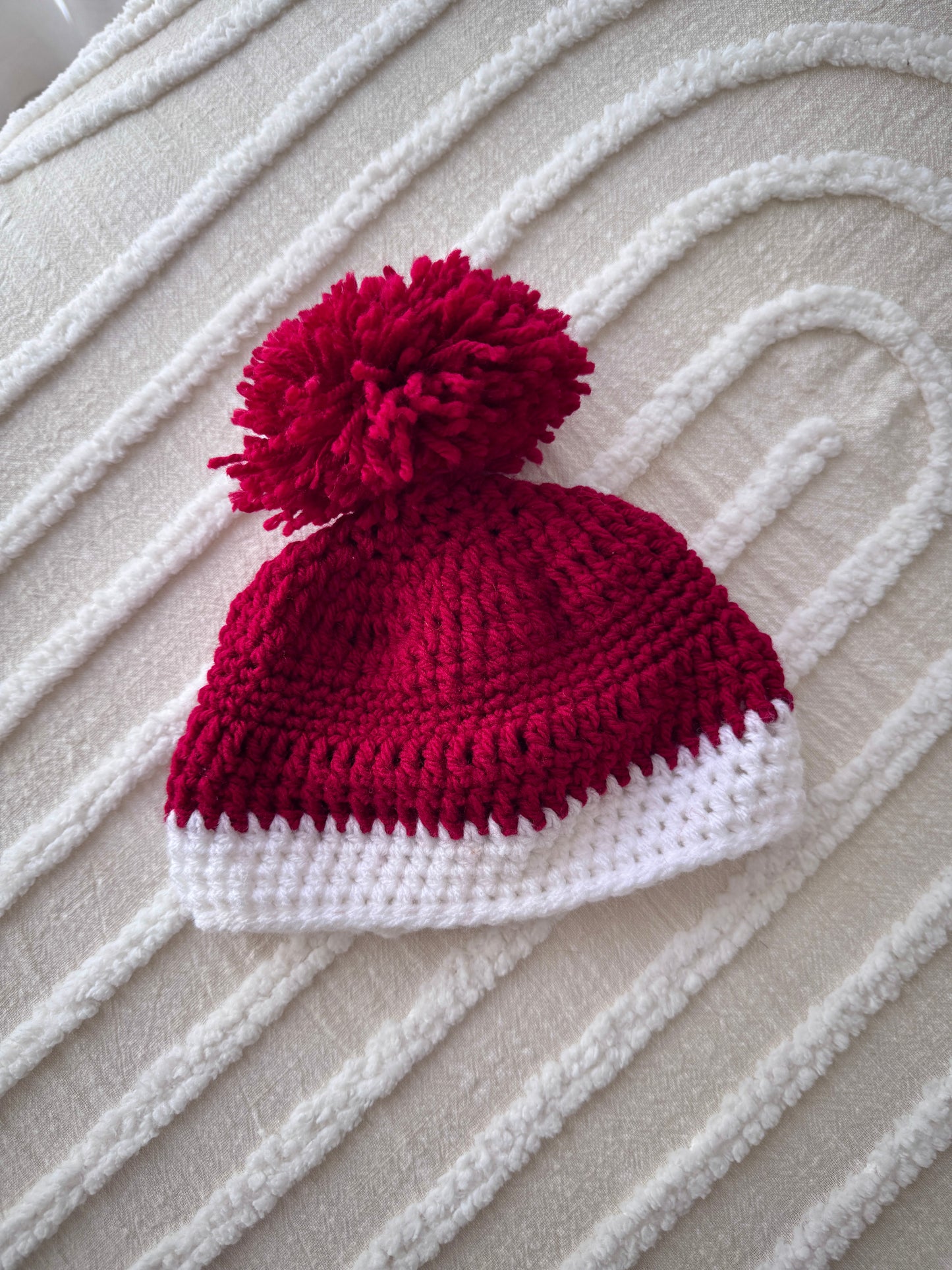 Baby Red & White Unisex Pom Pom Christmas Beanie