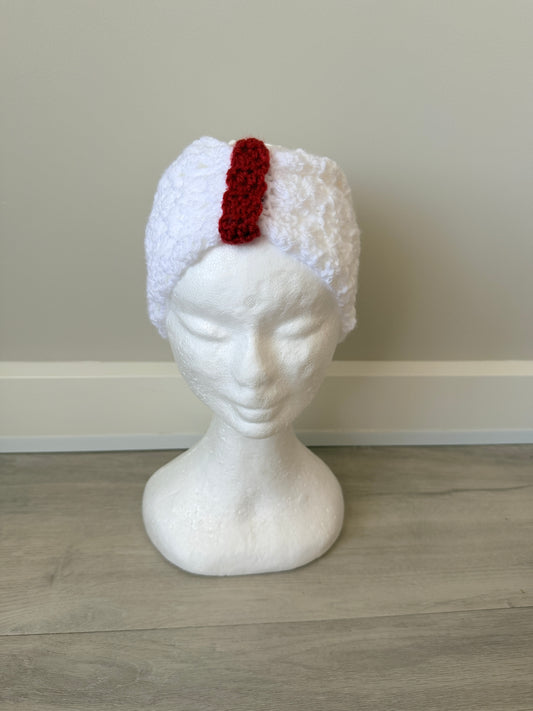 Gorgeous Red & White Crochet Head Wrap