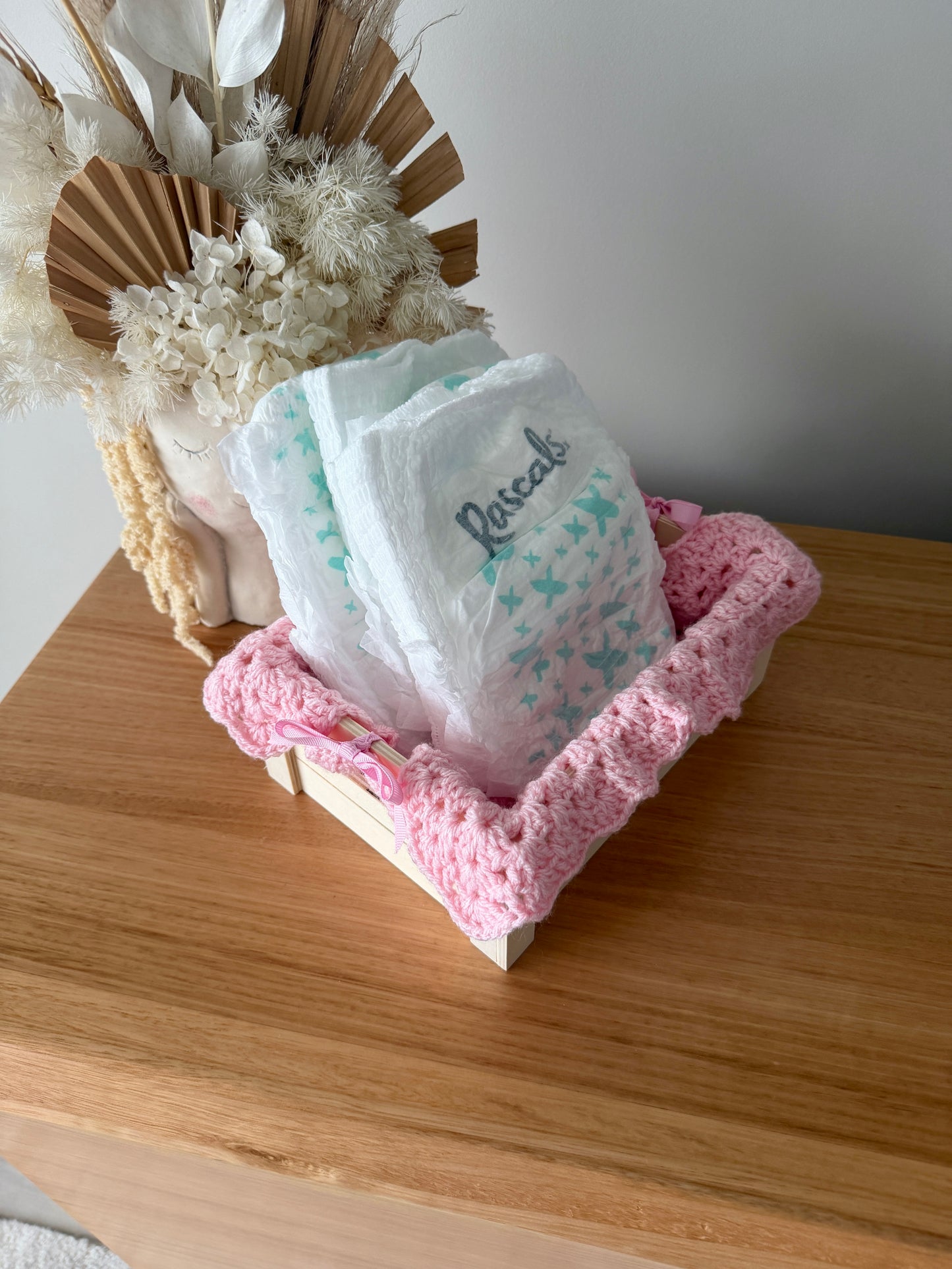 Nappy box | Pink Crochet Insert