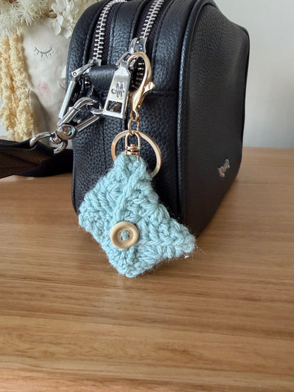 Aqua Crochet Purse Key Chain