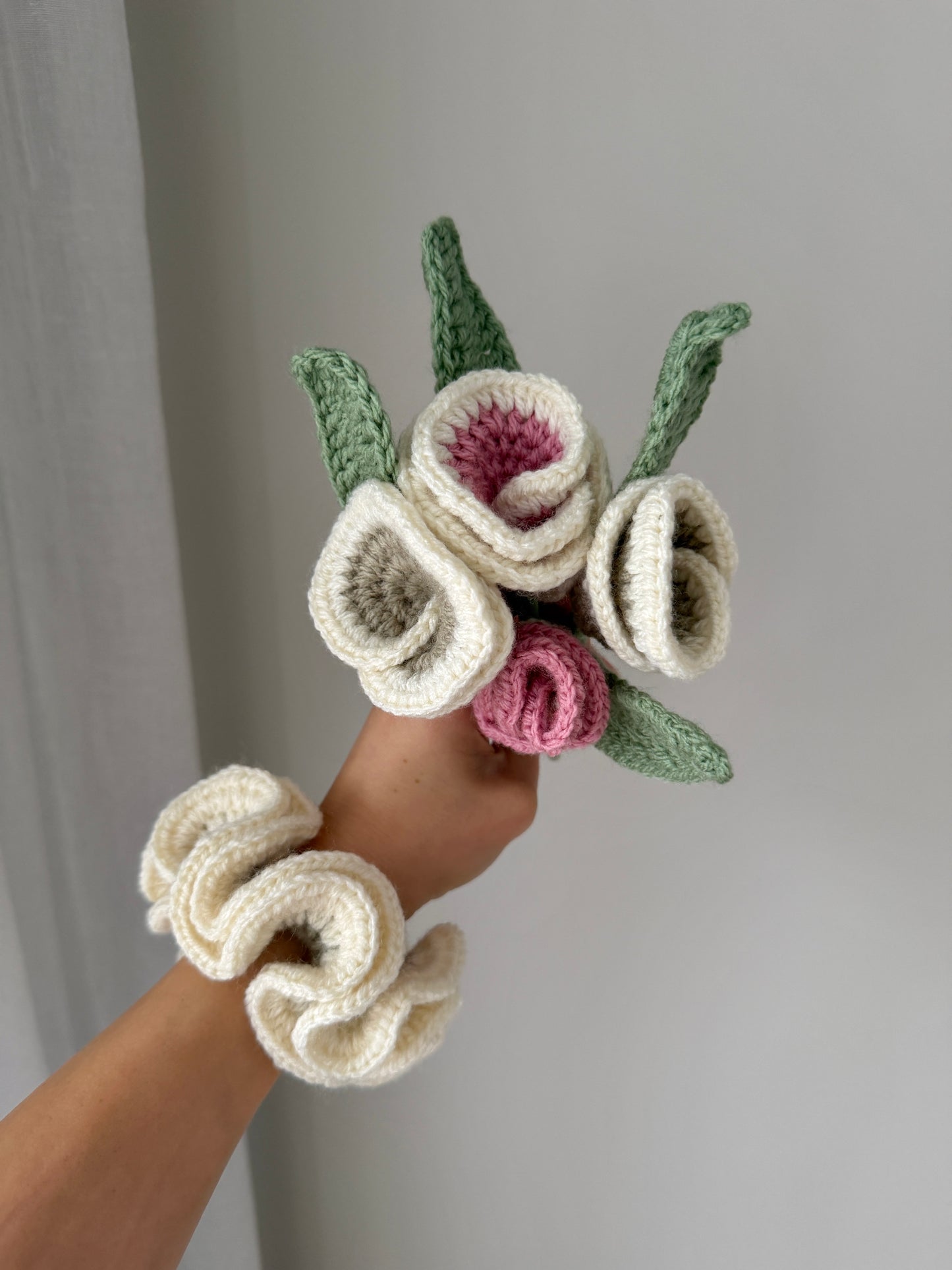 Cream & Beige Single Crochet Rose