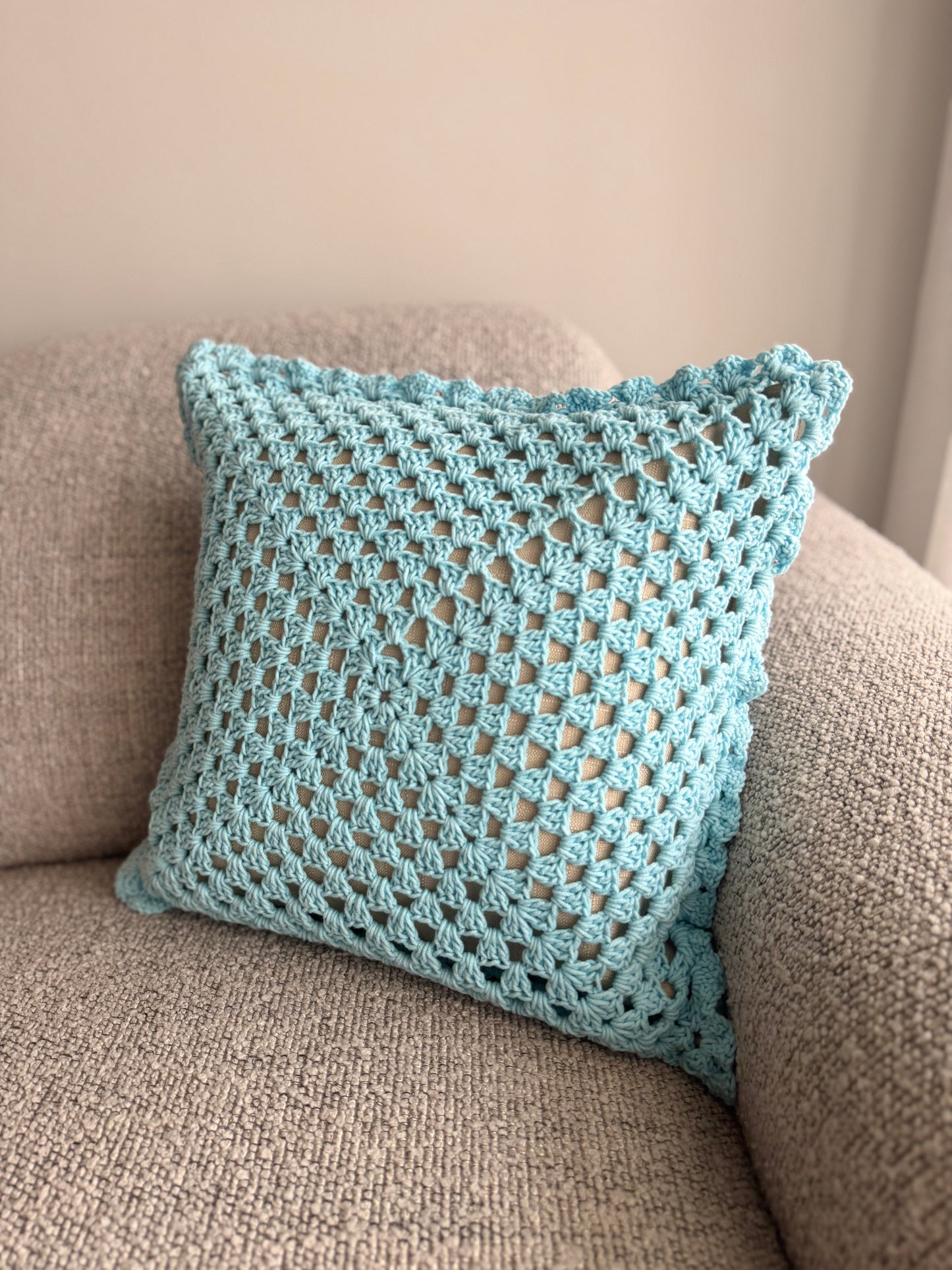Baby Blue Crochet Cushion