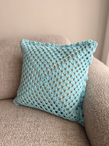 Baby Blue Crochet Cushion