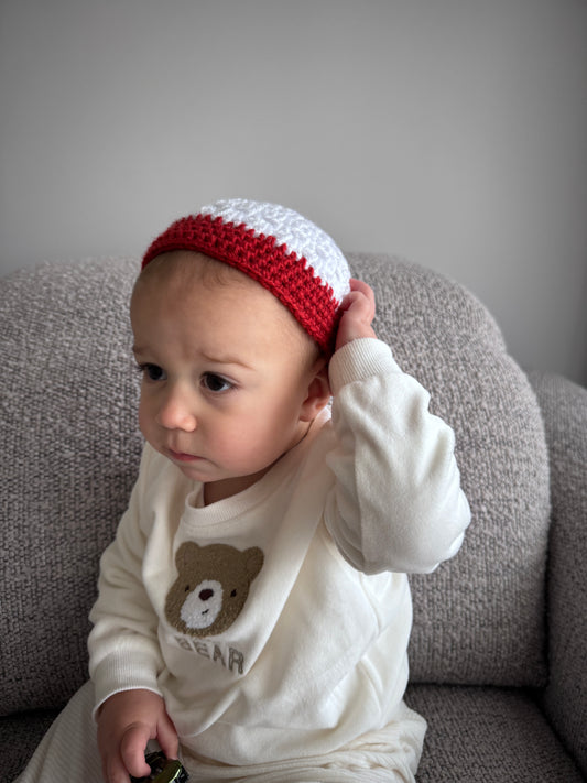 Baby Red & White Unisex Christmas Beret