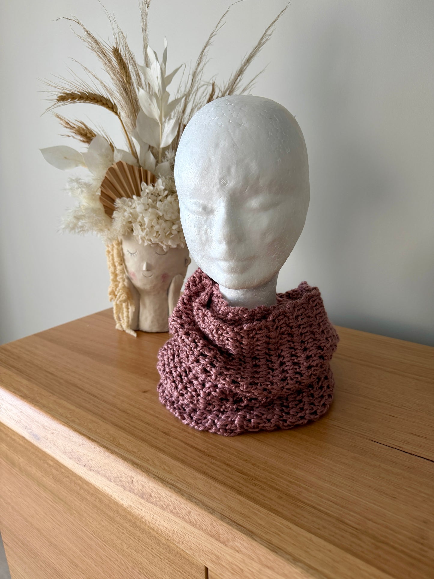 Maroon Crochet Wrap-Around Scarf