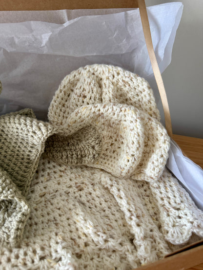 Crochet Gender Neutral Baby Hamper | Beige & Cream