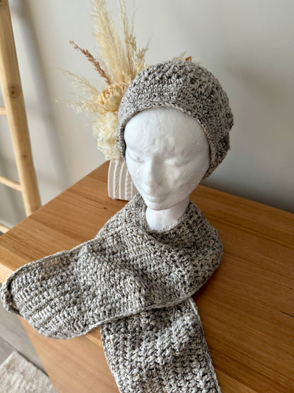Grey Scarf & Beret Set