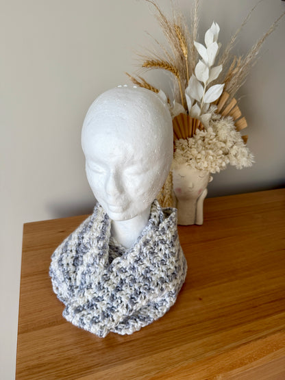 Grey Crochet Wrap-Around Scarf