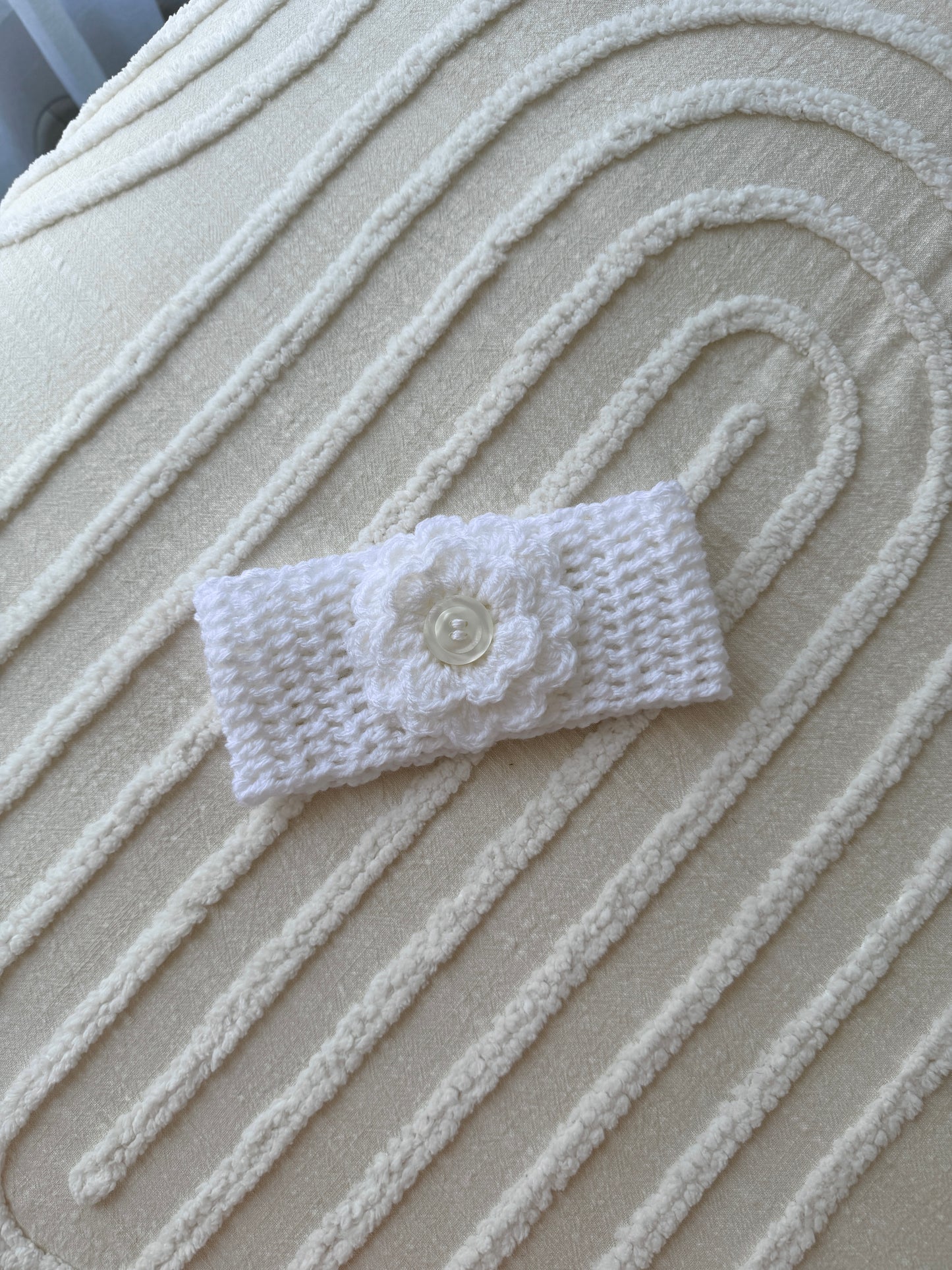 Olivia White Pinafore & Headband Crochet Set