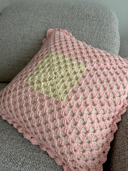 Soft Pink Crochet Cushion