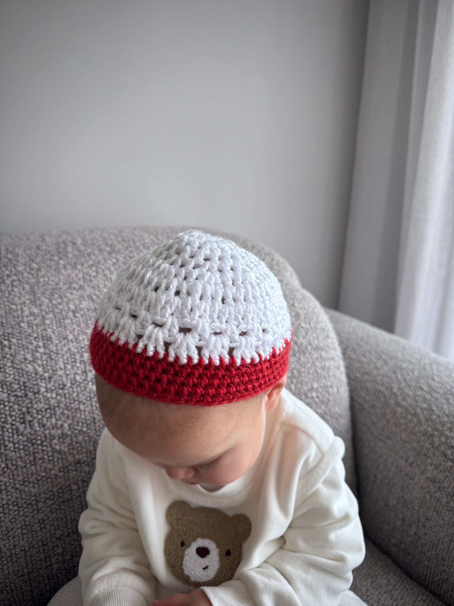 Baby Red & White Unisex Christmas Beret