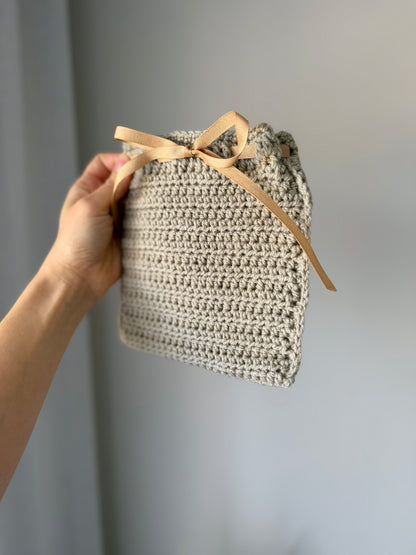 Crochet Pouch with Ribbon Tie