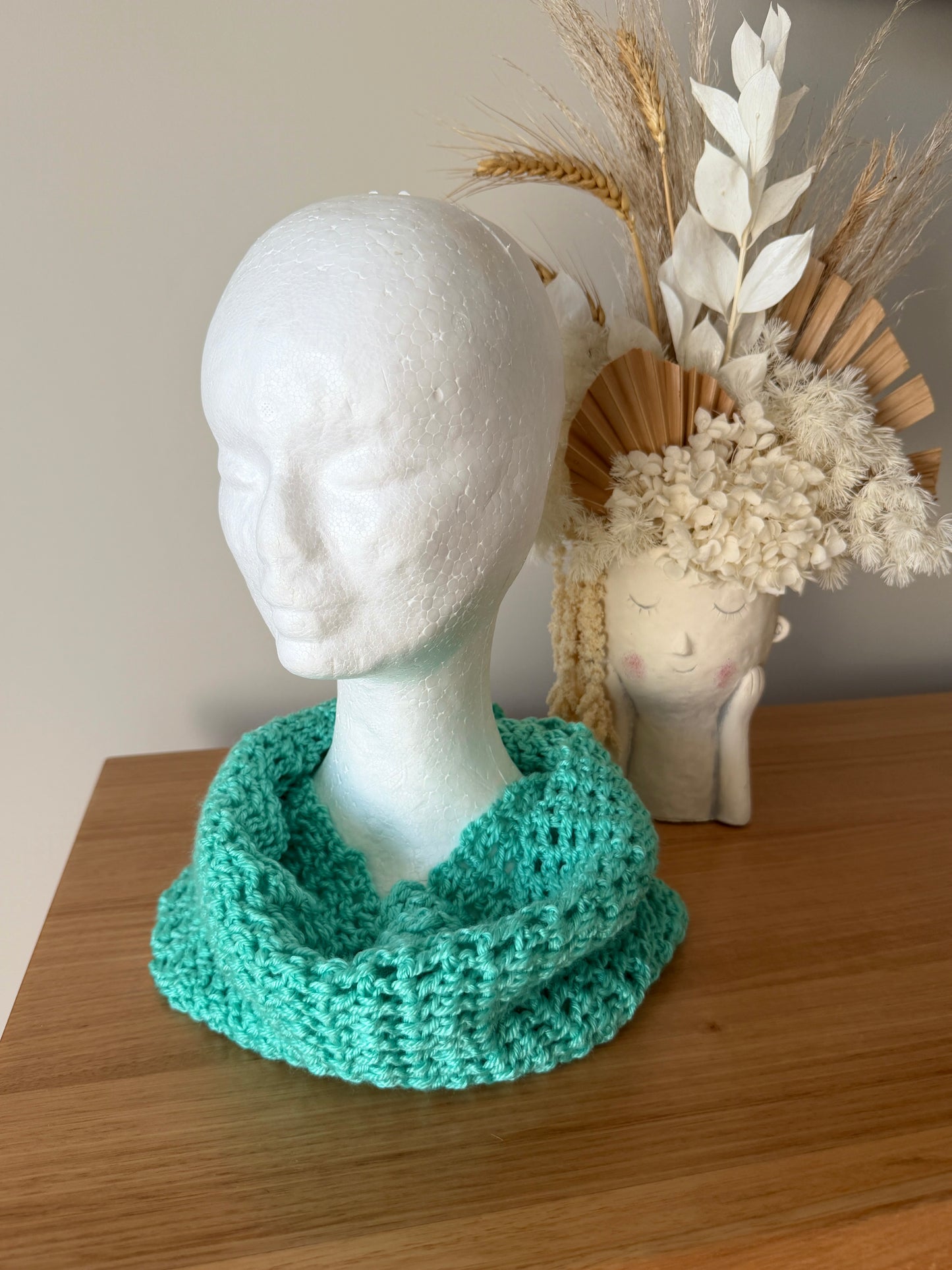 Aqua Crochet Wrap-Around Scarf