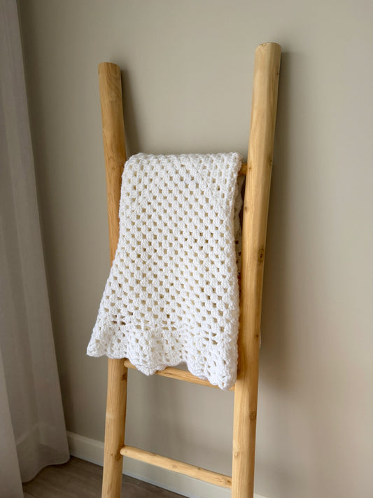 Gorgeous Thick White Crochet Blanket