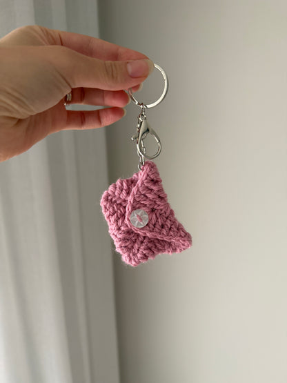 Pink Crochet Purse Key chain