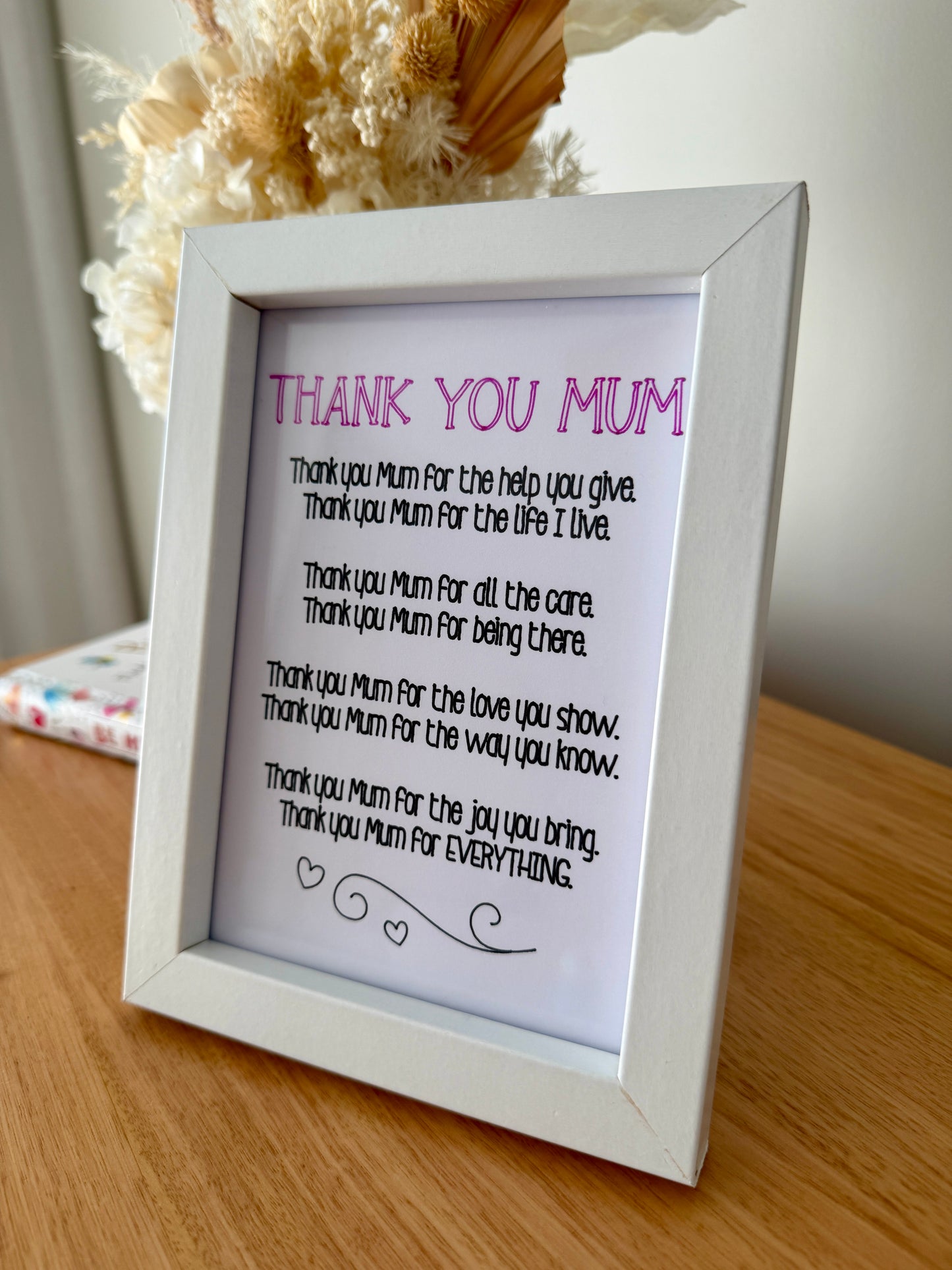 Framed Thank you Mum Poem 5x7in