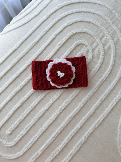 Red with White Unicorn Crochet Headband
