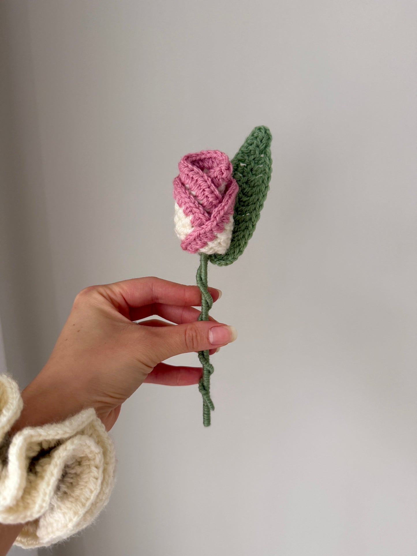 Pink & Cream Single Crochet Rose