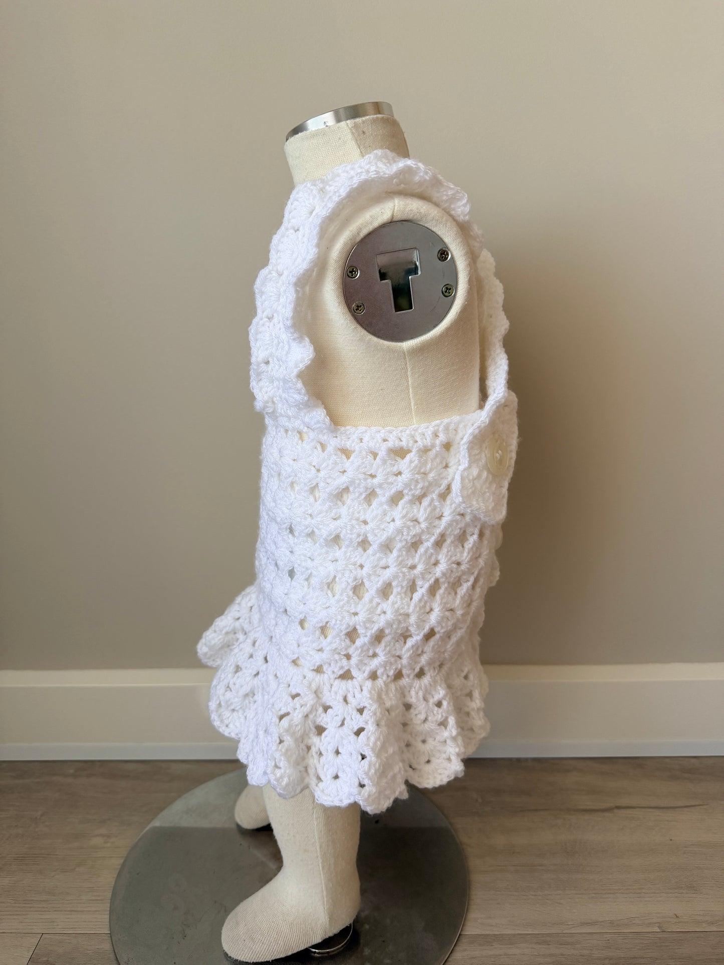 Olivia White Pinafore & Headband Crochet Set