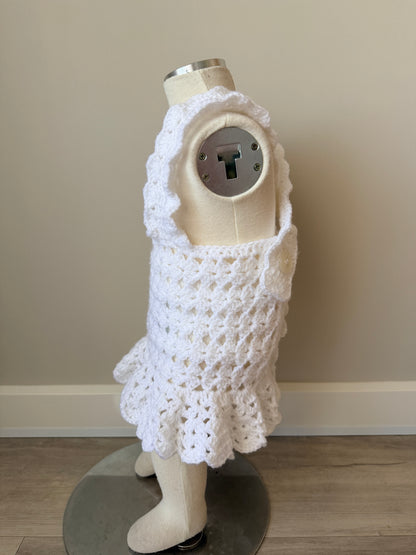 Olivia White Pinafore & Headband Crochet Set