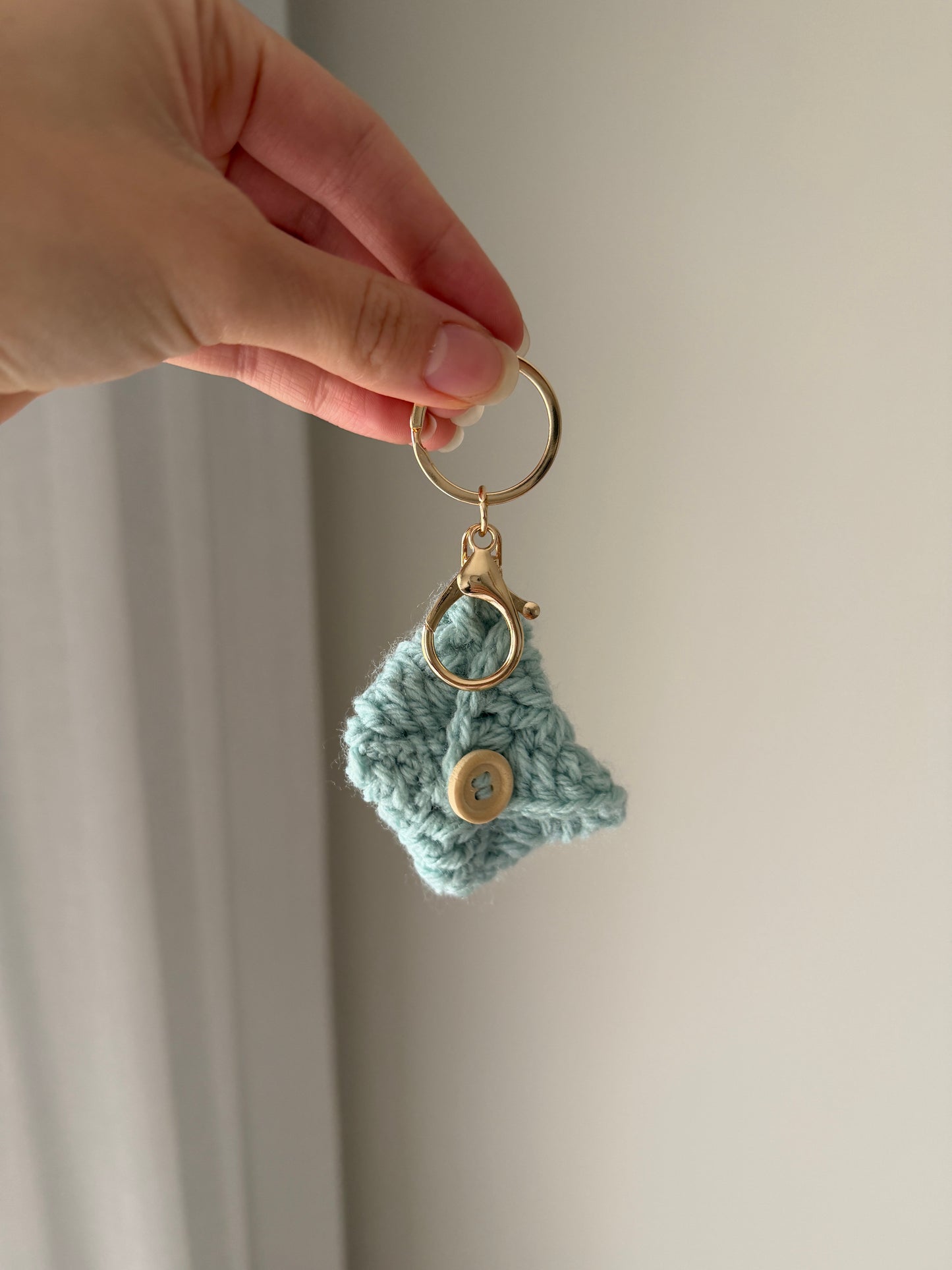 Aqua Crochet Purse Key Chain