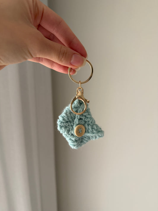 Aqua Crochet Purse Key Chain