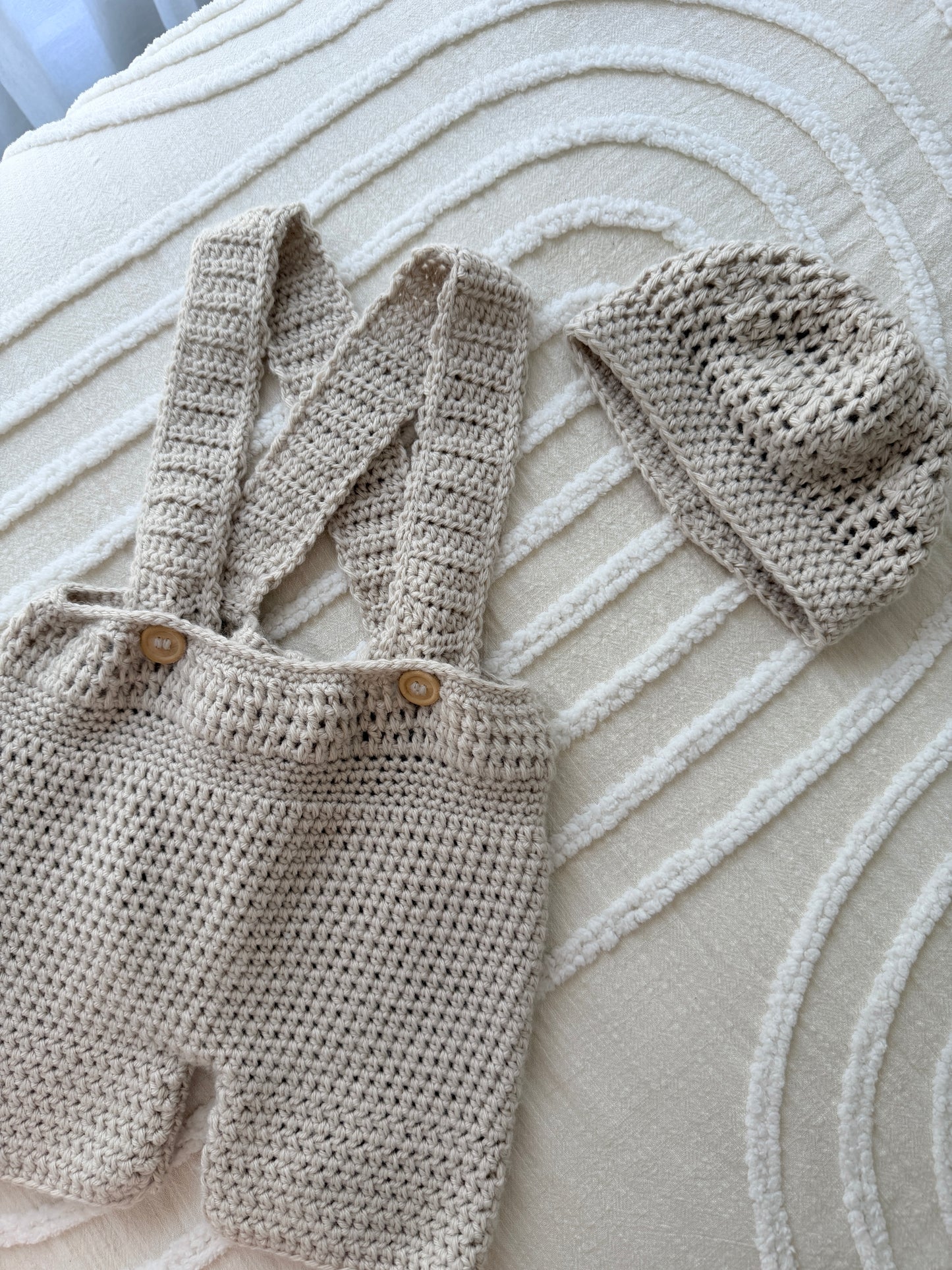 Ashley Overalls & Beanie Crochet Set