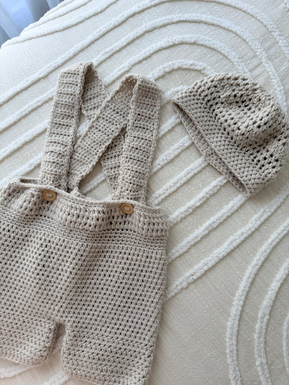 Ashley Overalls & Beanie Crochet Set