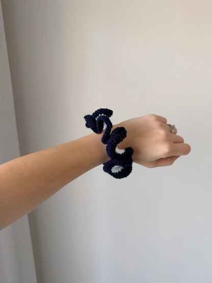 Blue & White Crochet Scrunchie