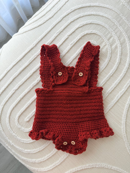 Mia Red Crochet Playsuit