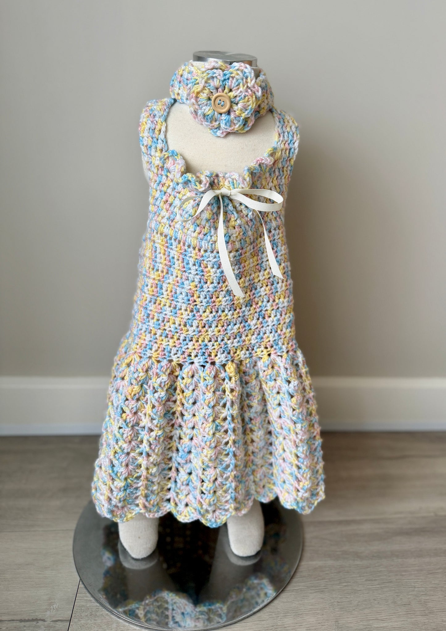 Chelsea Multi-Colour Crochet Dress + Headband