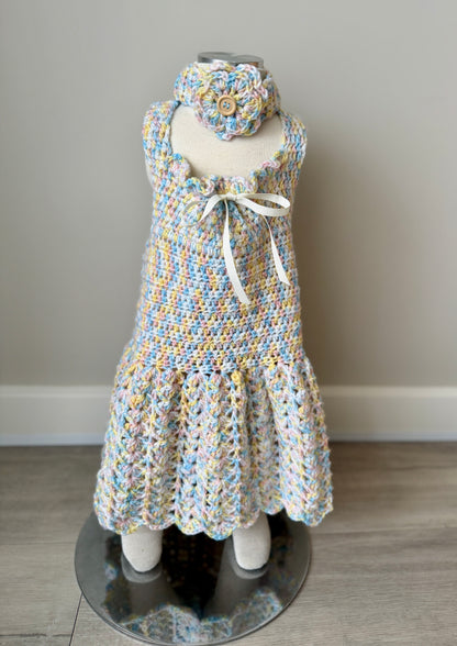 Chelsea Multi-Colour Crochet Dress + Headband