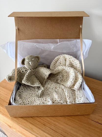 Crochet Gender Neutral Baby Hamper | Beige & Cream