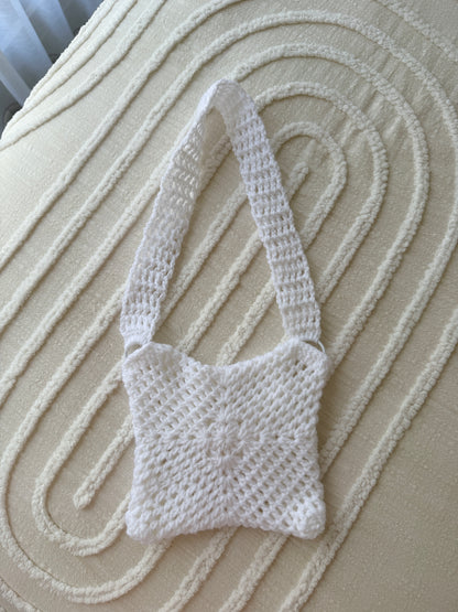 White Kids Crochet Bag with Mermaid Button