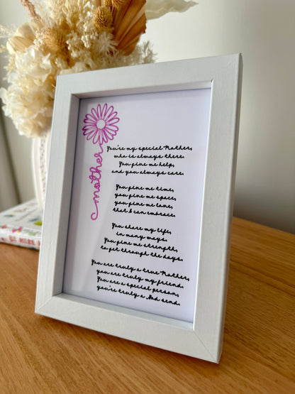 Framed Mother Poem 5x7in