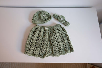 Arabella Crochet Poncho, Beanie + Headband Set