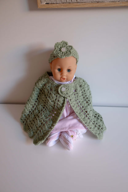 Arabella Crochet Poncho, Beanie + Headband Set